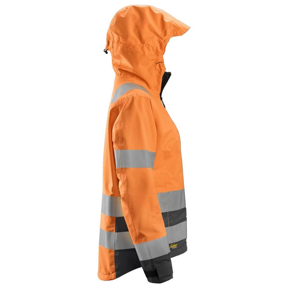 Snickers 1347 Womens Hi Vis Waterproof Shell Jacket Class 2 3 Hi Vis Orange Steel Grey right #colour_hi-vis-orange-steel-grey