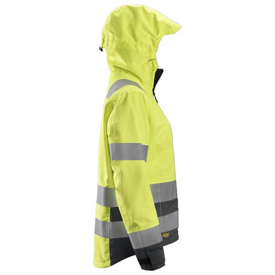 Snickers 1347 Womens Hi Vis Waterproof Shell Jacket Class 2 3 Hi Vis Yellow Steel Grey right #colour_hi-vis-yellow-steel-grey