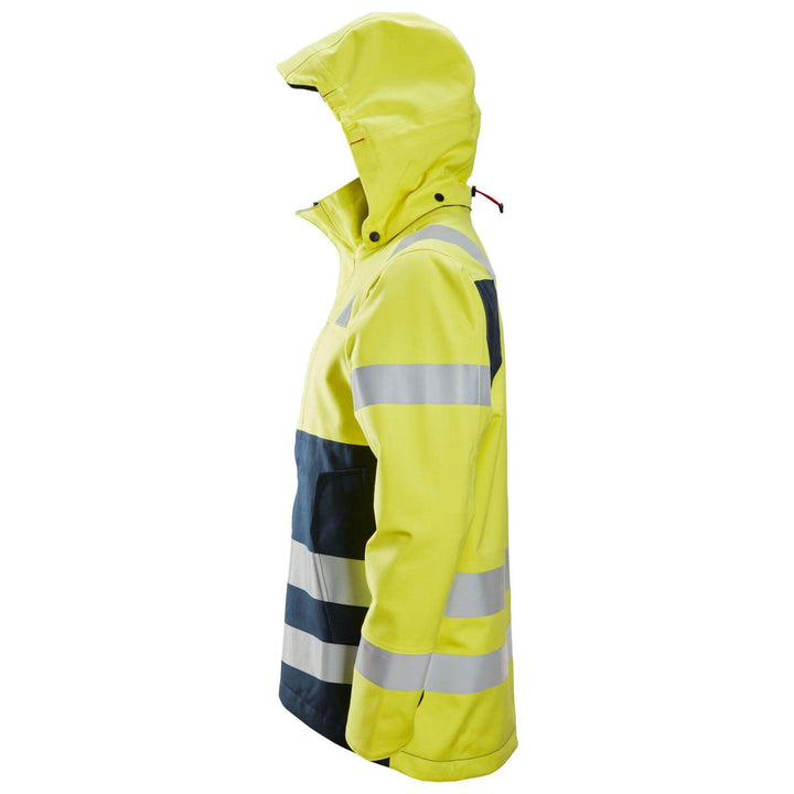 Snickers 1361 ProtecWork Hi Vis Waterproof Shell Jacket Class 3 Hi Vis Yellow Navy Blue left #colour_hi-vis-yellow-navy-blue