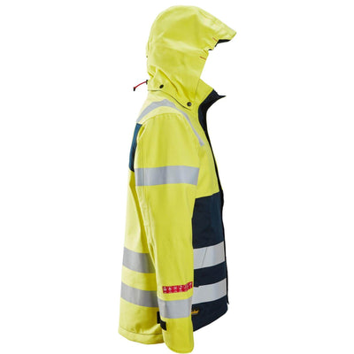 Snickers 1361 ProtecWork Hi Vis Waterproof Shell Jacket Class 3 Hi Vis Yellow Navy Blue right #colour_hi-vis-yellow-navy-blue