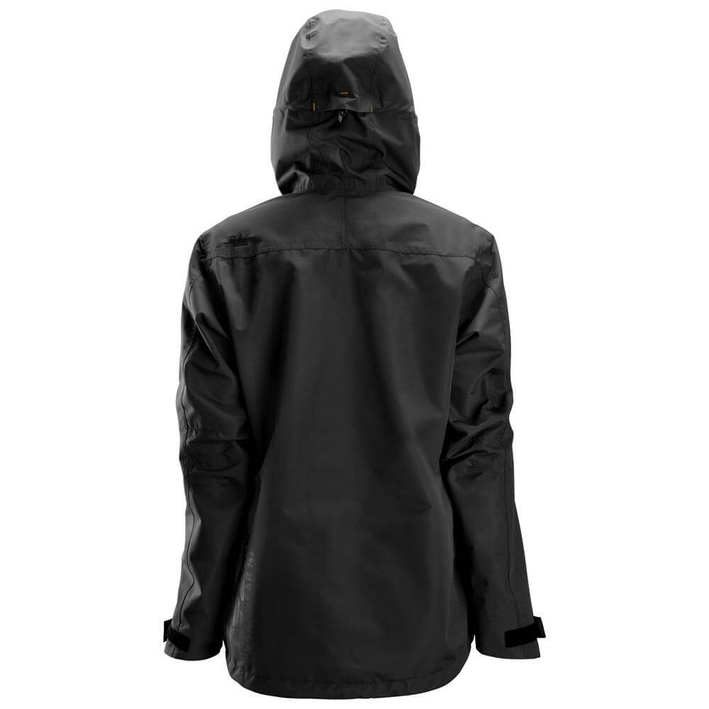 Snickers 1367 AllroundWork Womens Waterproof Shell Jacket Black back #colour_black