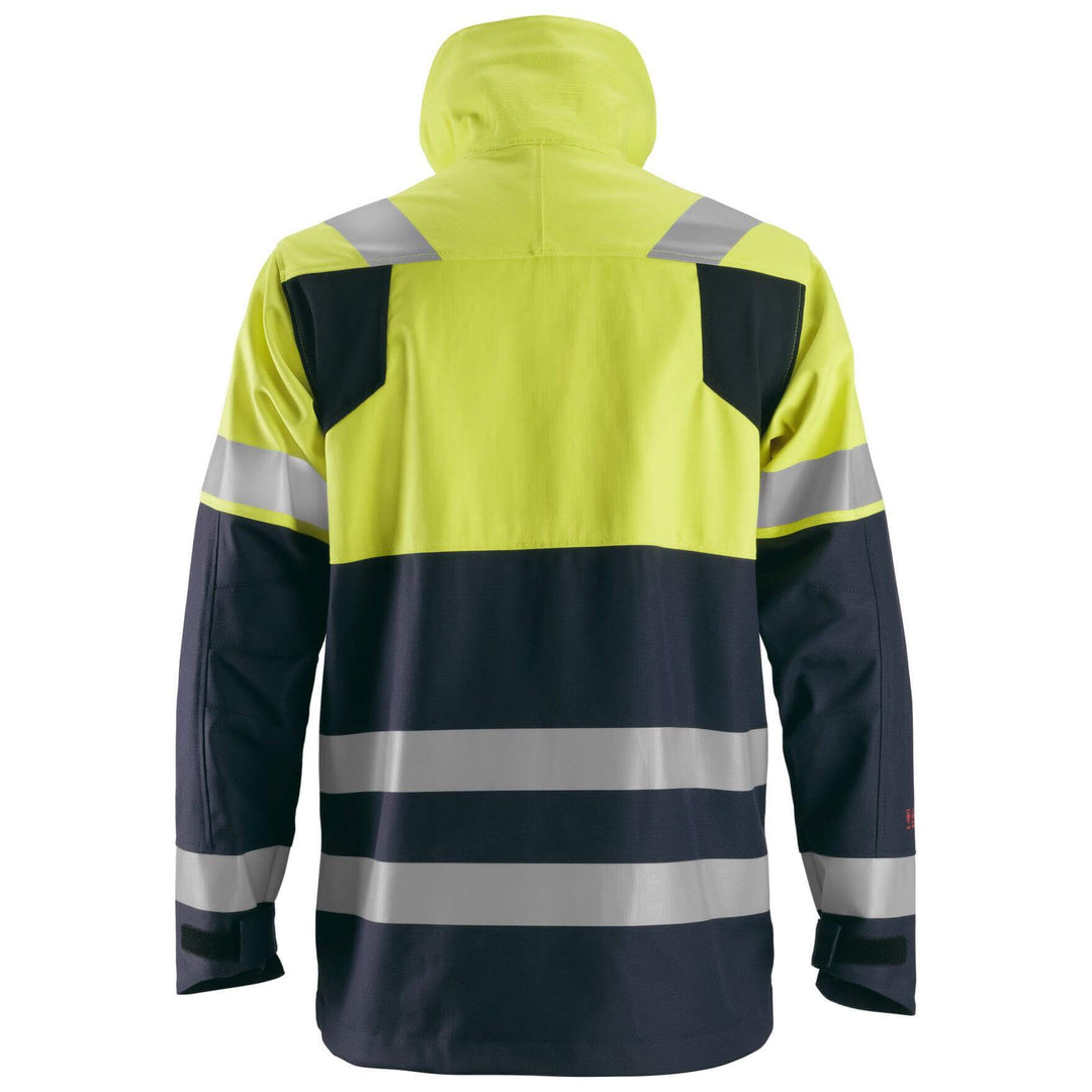 Snickers 1560 ProtecWork Hi Vis Jacket Class 1 Navy Hi Visibilty Yellow back #colour_navy-hi-visibilty-yellow