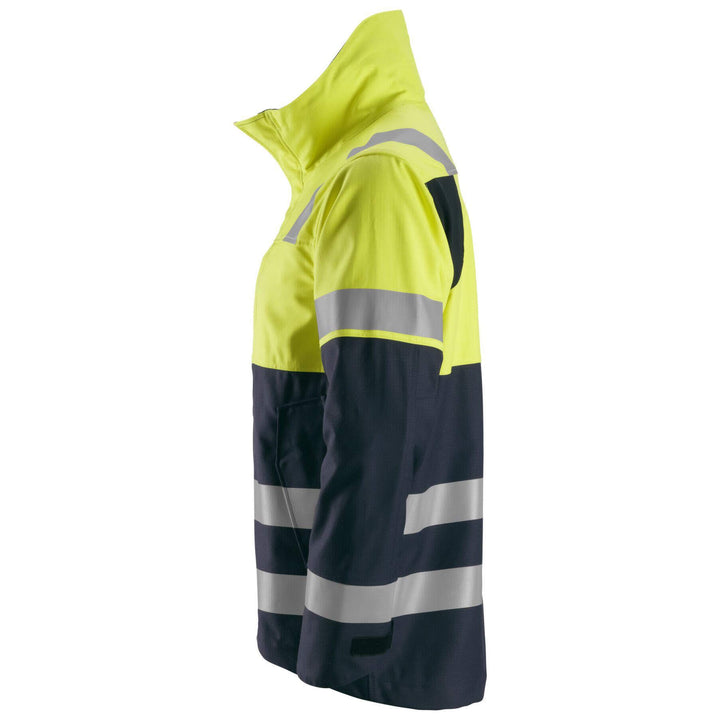 Snickers 1560 ProtecWork Hi Vis Jacket Class 1 Navy Hi Visibilty Yellow left #colour_navy-hi-visibilty-yellow