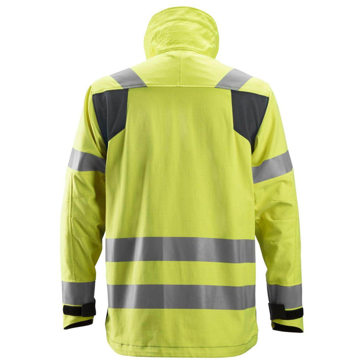 Snickers 1561 ProtecWork Hi Vis Jacket Class 3 Hi Vis Yellow Navy Blue back #colour_hi-vis-yellow-navy-blue