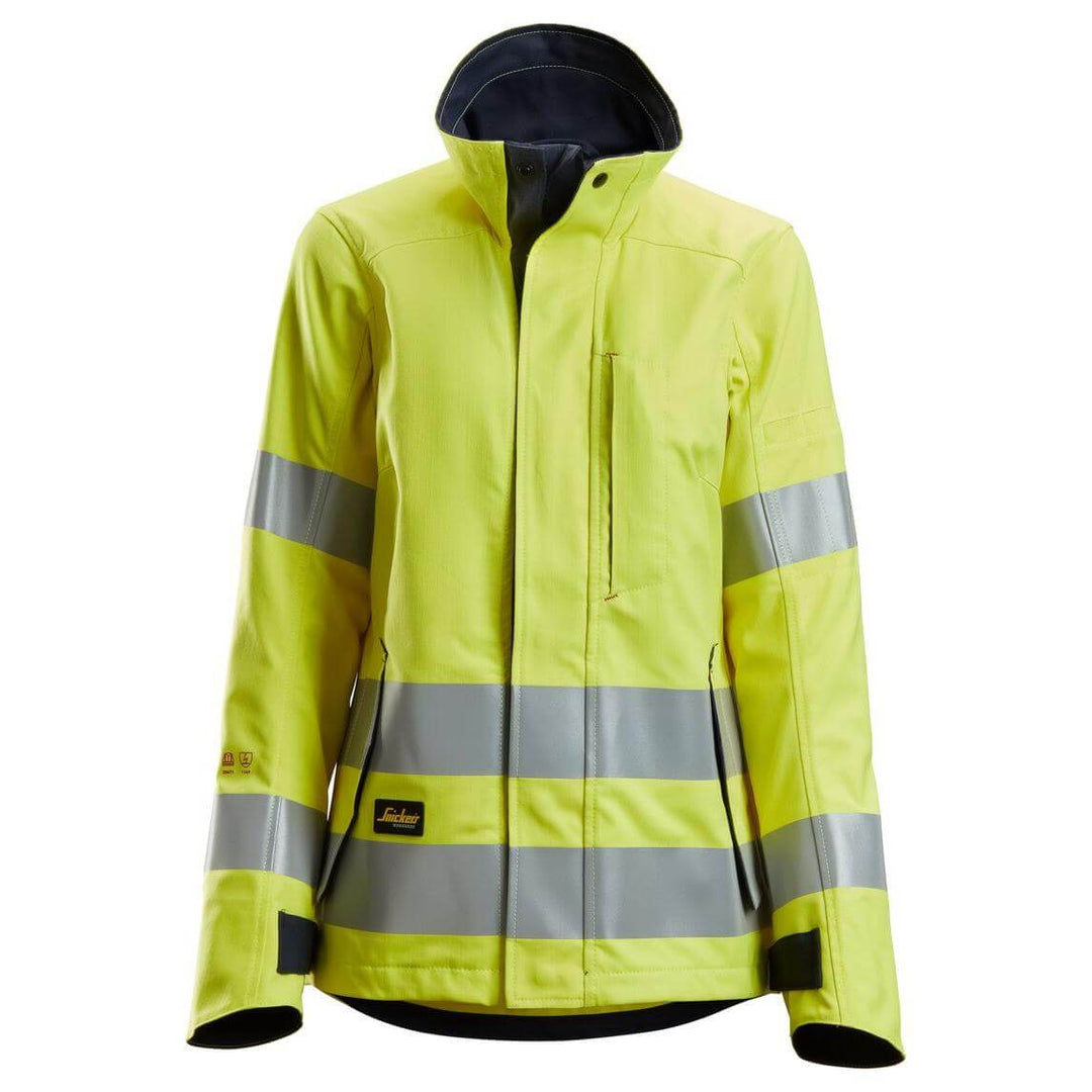 Snickers 1567 ProtecWork Womens Hi Vis Jacket Class 3 Hi Vis Yellow Navy Blue Main #colour_hi-vis-yellow-navy-blue