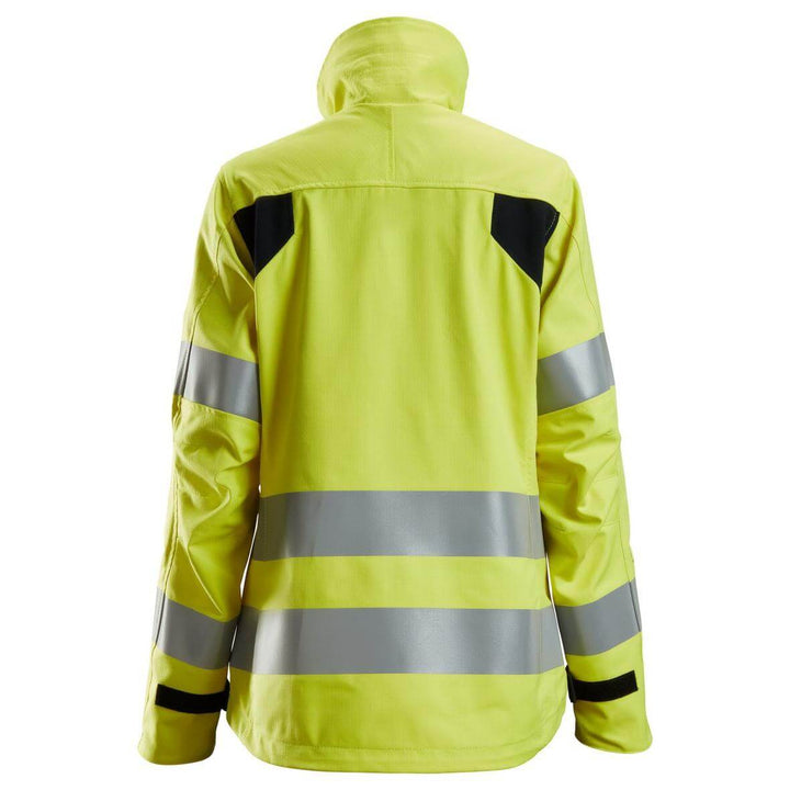 Snickers 1567 ProtecWork Womens Hi Vis Jacket Class 3 Hi Vis Yellow Navy Blue back #colour_hi-vis-yellow-navy-blue