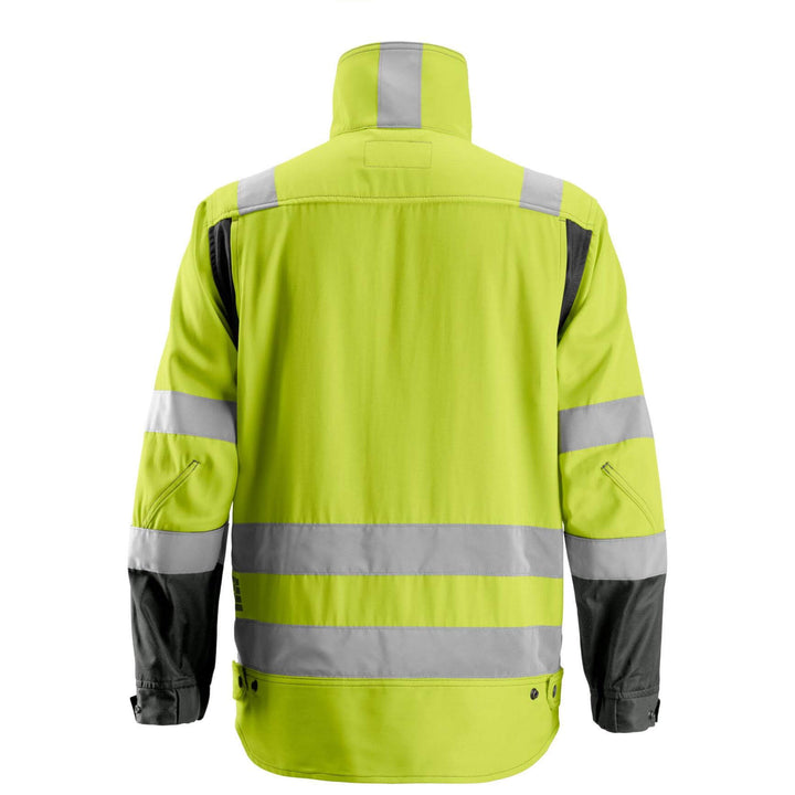 Snickers 1633 Hi Vis Jacket Class 3 Hi Vis Yellow Muted Black back #colour_hi-vis-yellow-muted-black