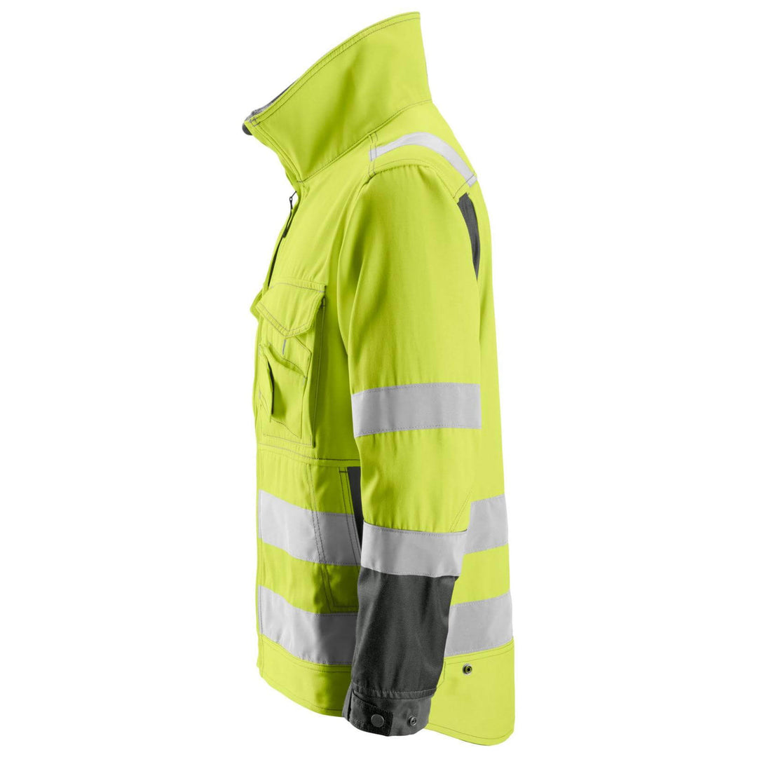 Snickers 1633 Hi Vis Jacket Class 3 Hi Vis Yellow Muted Black left #colour_hi-vis-yellow-muted-black