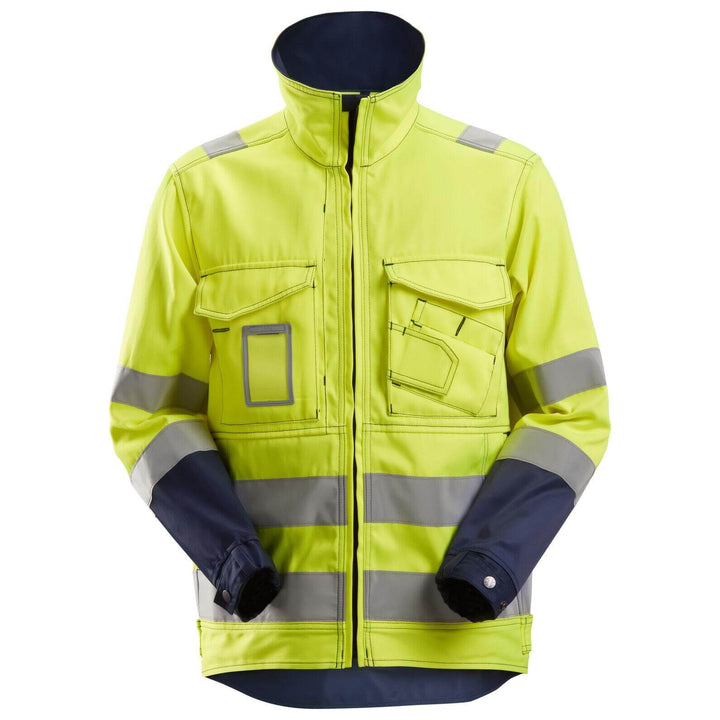 Snickers 1633 Hi Vis Jacket Class 3 Hi Vis Yellow Navy Blue Main #colour_hi-vis-yellow-navy-blue