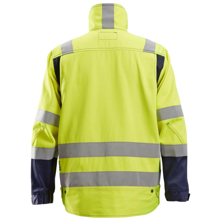 Snickers 1633 Hi Vis Jacket Class 3 Hi Vis Yellow Navy Blue back #colour_hi-vis-yellow-navy-blue