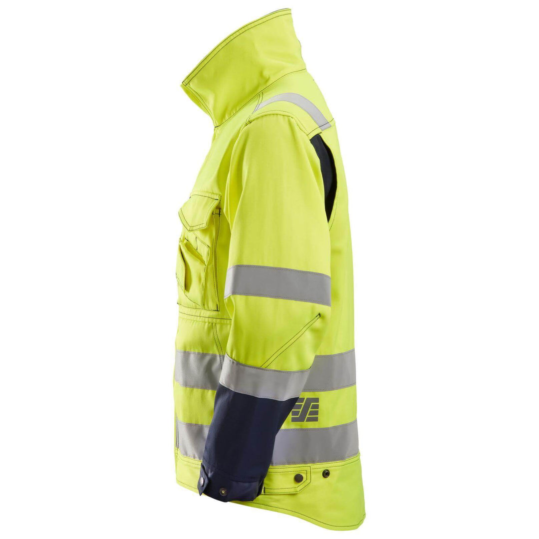 Snickers 1633 Hi Vis Jacket Class 3 Hi Vis Yellow Navy Blue left #colour_hi-vis-yellow-navy-blue