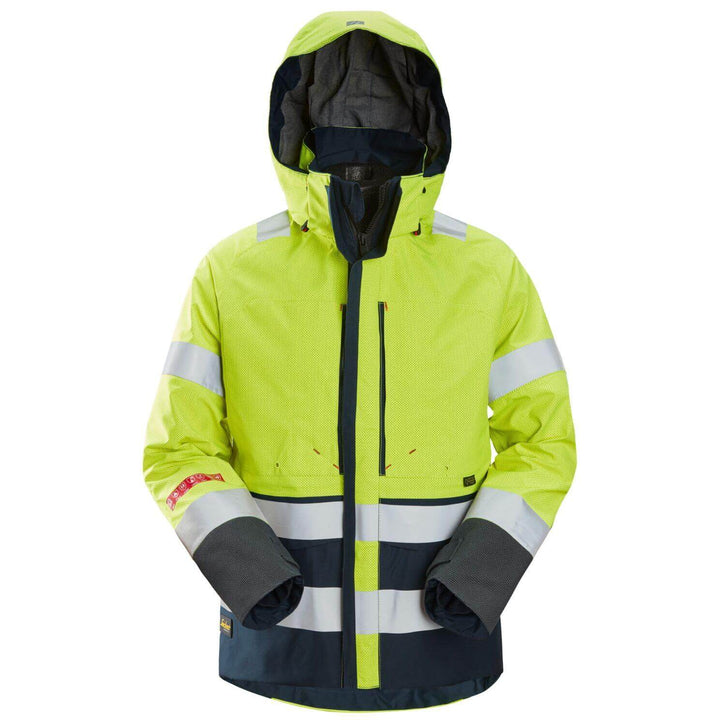 Snickers 1668 ProtecWork Hi Vis GORE TEX Jacket Class 3 Hi Vis Yellow Navy Blue Main #colour_hi-vis-yellow-navy-blue