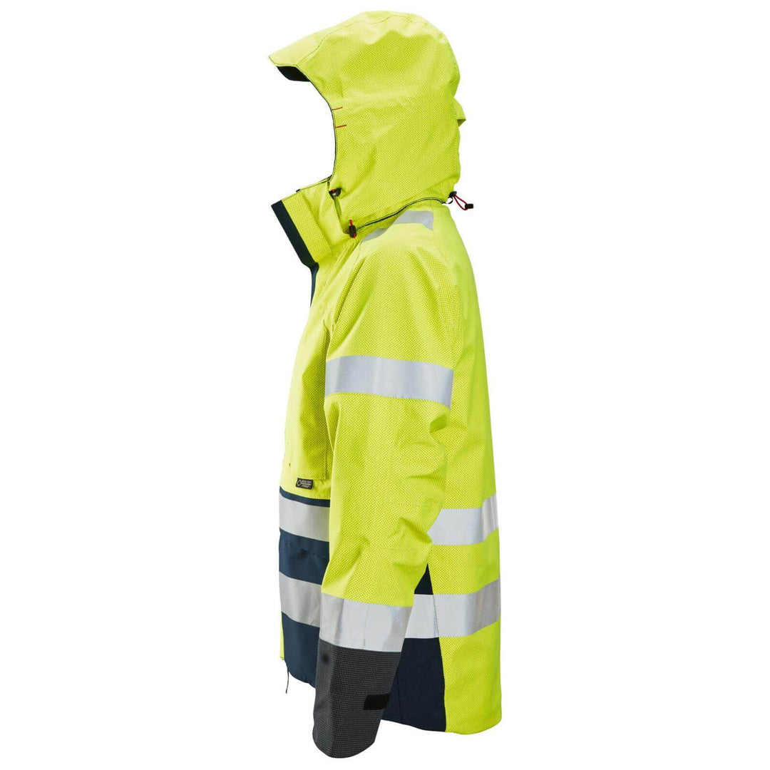 Snickers 1668 ProtecWork Hi Vis GORE TEX Jacket Class 3 Hi Vis Yellow Navy Blue left #colour_hi-vis-yellow-navy-blue