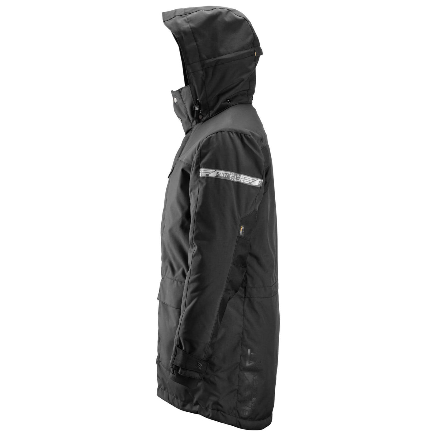 Snickers 1800 AllroundWork Waterproof 37.5 Insulated Parka Jacket Black Black left #colour_black-black