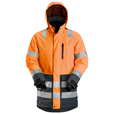 Snickers 1830 Hi Vis Waterproof Parka Jacket Class 3 Hi Vis Orange Steel Grey Main #colour_hi-vis-orange-steel-grey