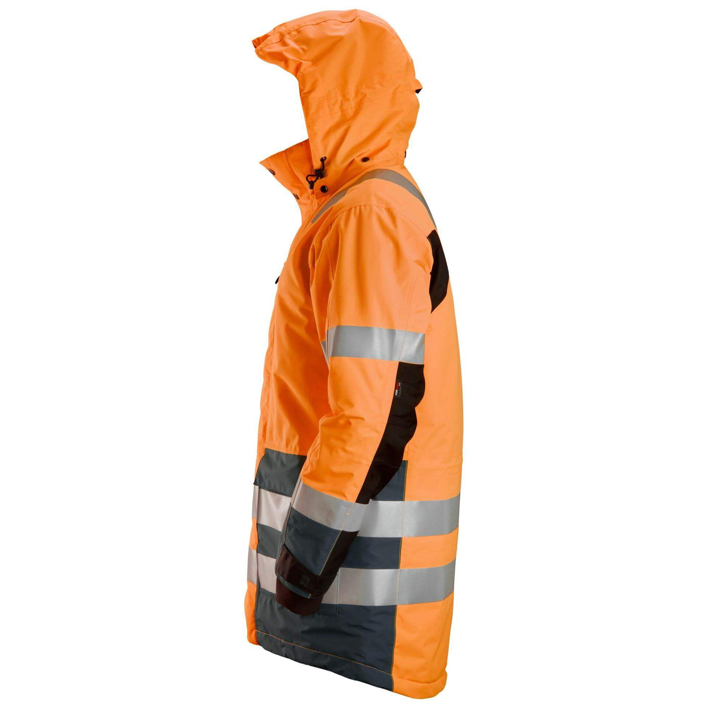 Snickers 1830 Hi Vis Waterproof Parka Jacket Class 3 Hi Vis Orange Steel Grey left #colour_hi-vis-orange-steel-grey