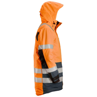 Snickers 1830 Hi Vis Waterproof Parka Jacket Class 3 Hi Vis Orange Steel Grey right #colour_hi-vis-orange-steel-grey