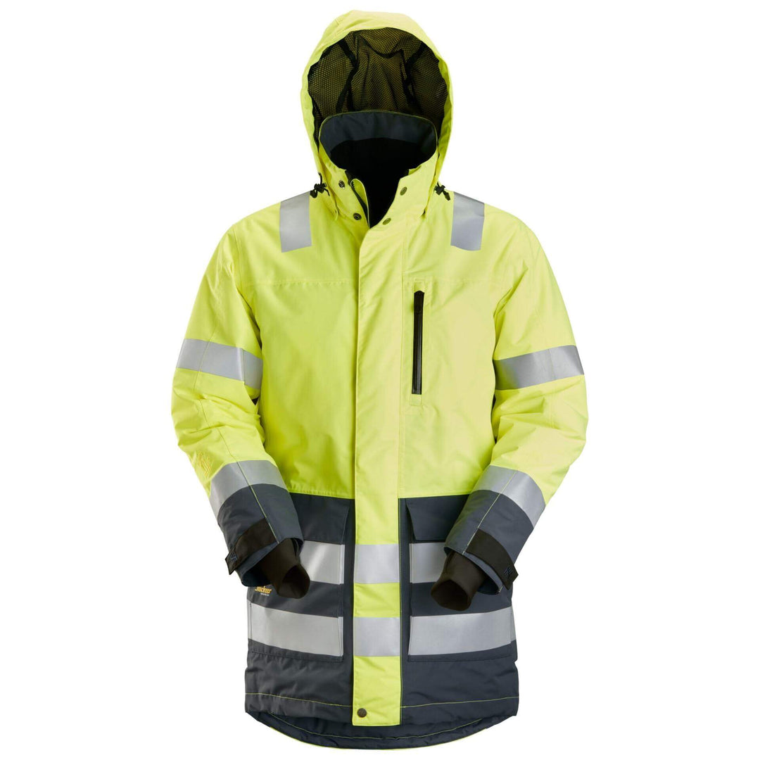 Snickers 1830 Hi Vis Waterproof Parka Jacket Class 3 Hi Vis Yellow Steel Grey Main #colour_hi-vis-yellow-steel-grey