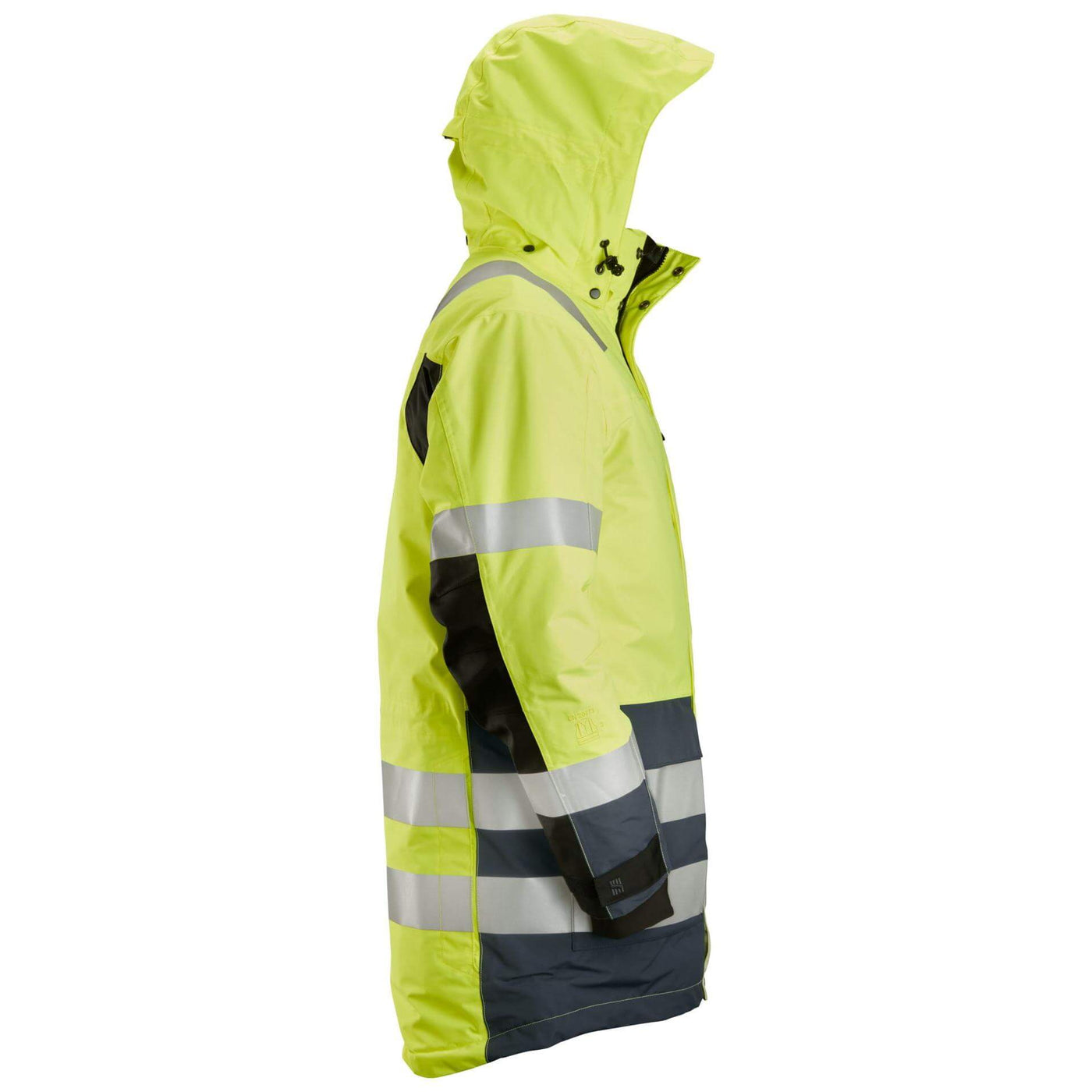 Snickers 1830 Hi Vis Waterproof Parka Jacket Class 3 Hi Vis Yellow Steel Grey right #colour_hi-vis-yellow-steel-grey