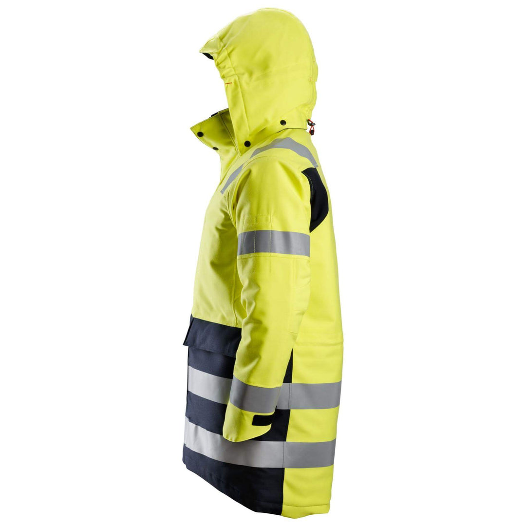 Snickers 1860 ProtecWork Insulated Hi Vis Parka Jacket Class 3 Hi Vis Yellow Navy Blue left #colour_hi-vis-yellow-navy-blue