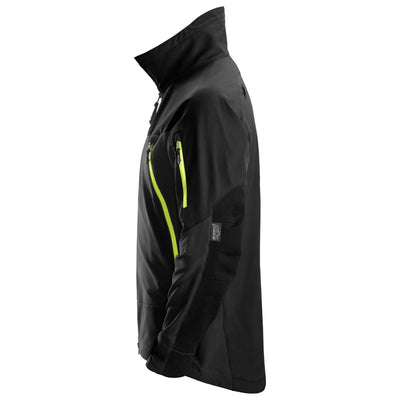 Snickers 1940 FlexiWork Soft Shell Stretch Jacket Black Neon Yellow left #colour_black-neon-yellow
