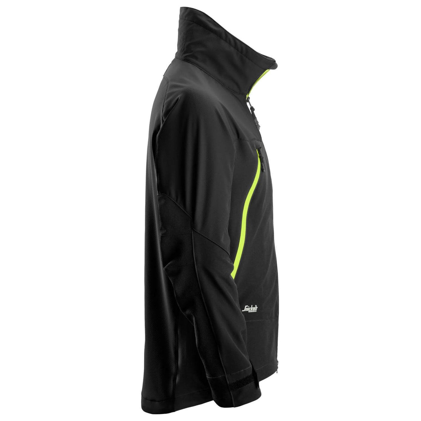 Snickers 1940 FlexiWork Soft Shell Stretch Jacket Black Neon Yellow right #colour_black-neon-yellow