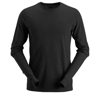 Snickers 2427 AllroundWork Wool Long Sleeve T Shirt Black Main #colour_black