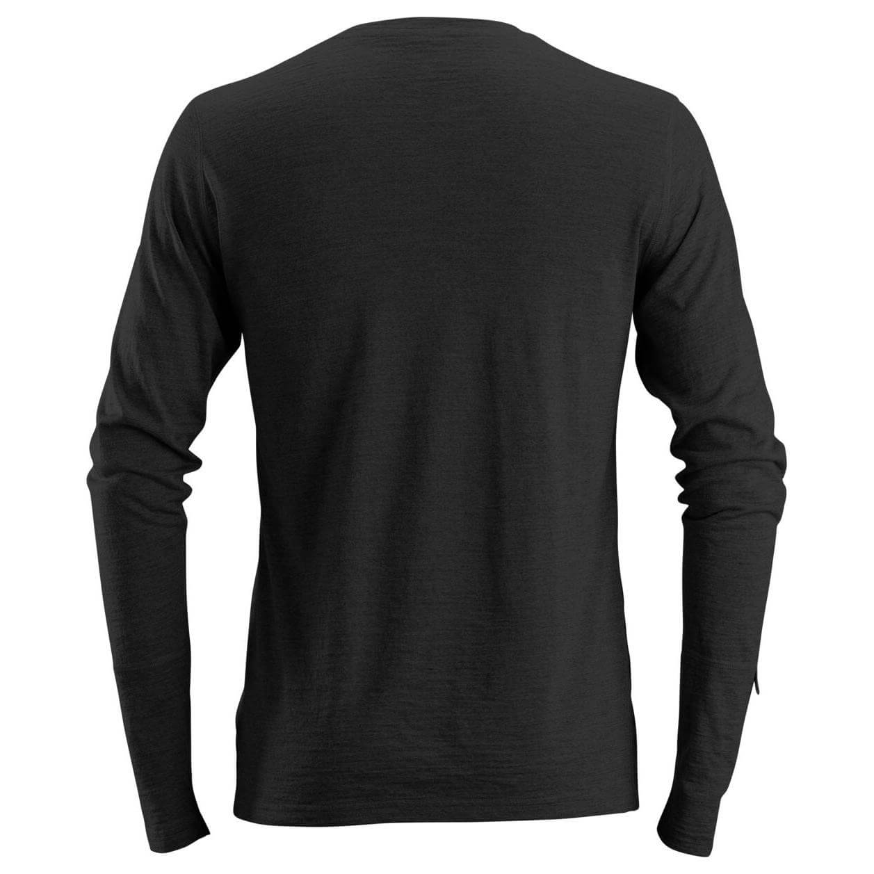 Snickers 2427 AllroundWork Wool Long Sleeve T Shirt Black back #colour_black