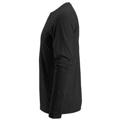 Snickers 2427 AllroundWork Wool Long Sleeve T Shirt Black left #colour_black