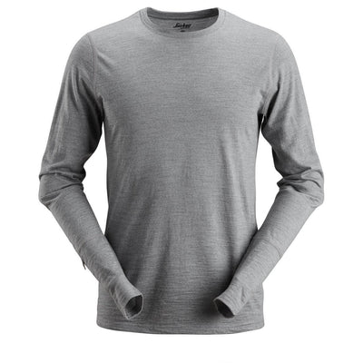 Snickers 2427 AllroundWork Wool Long Sleeve T Shirt Grey Melange Main #colour_grey-melange