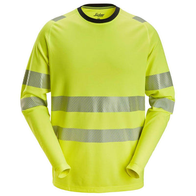 Snickers 2431 Hi Vis Long Sleeve T Shirt Class 2 3 Hi Vis Yellow Main #colour_hi-vis-yellow