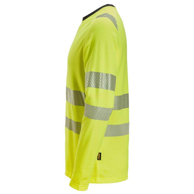 Snickers 2431 Hi Vis Long Sleeve T Shirt Class 2 3 Hi Vis Yellow left #colour_hi-vis-yellow