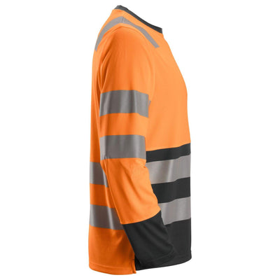 Snickers 2433 Hi Vis Long Sleeve T Shirt Class 2 Hi Vis Orange Black right #colour_hi-vis-orange-black
