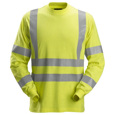Snickers 2461 ProtecWork Hi Vis Flame Retardant Long Sleeve T Shirt Class 3 Hi Vis Yellow 3291015 #colour_hi-vis-yellow