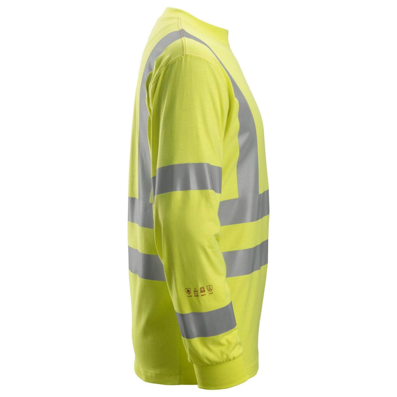 Snickers 2461 ProtecWork Hi Vis Flame Retardant Long Sleeve T Shirt Class 3 Hi Vis Yellow right #colour_hi-vis-yellow