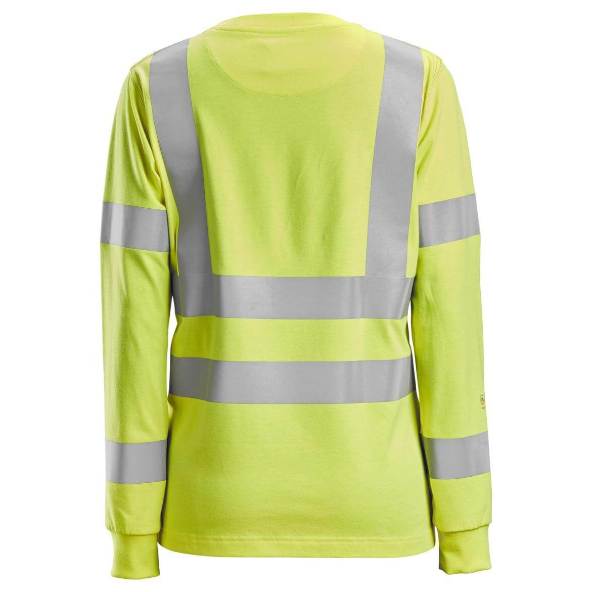 Snickers 2476 ProtecWork Womens Long Sleeve Hi Vis T Shirt Class 3 2 Hi Vis Yellow back #colour_hi-vis-yellow