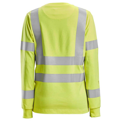 Snickers 2476 ProtecWork Womens Long Sleeve Hi Vis T Shirt Class 3 2 Hi Vis Yellow back #colour_hi-vis-yellow
