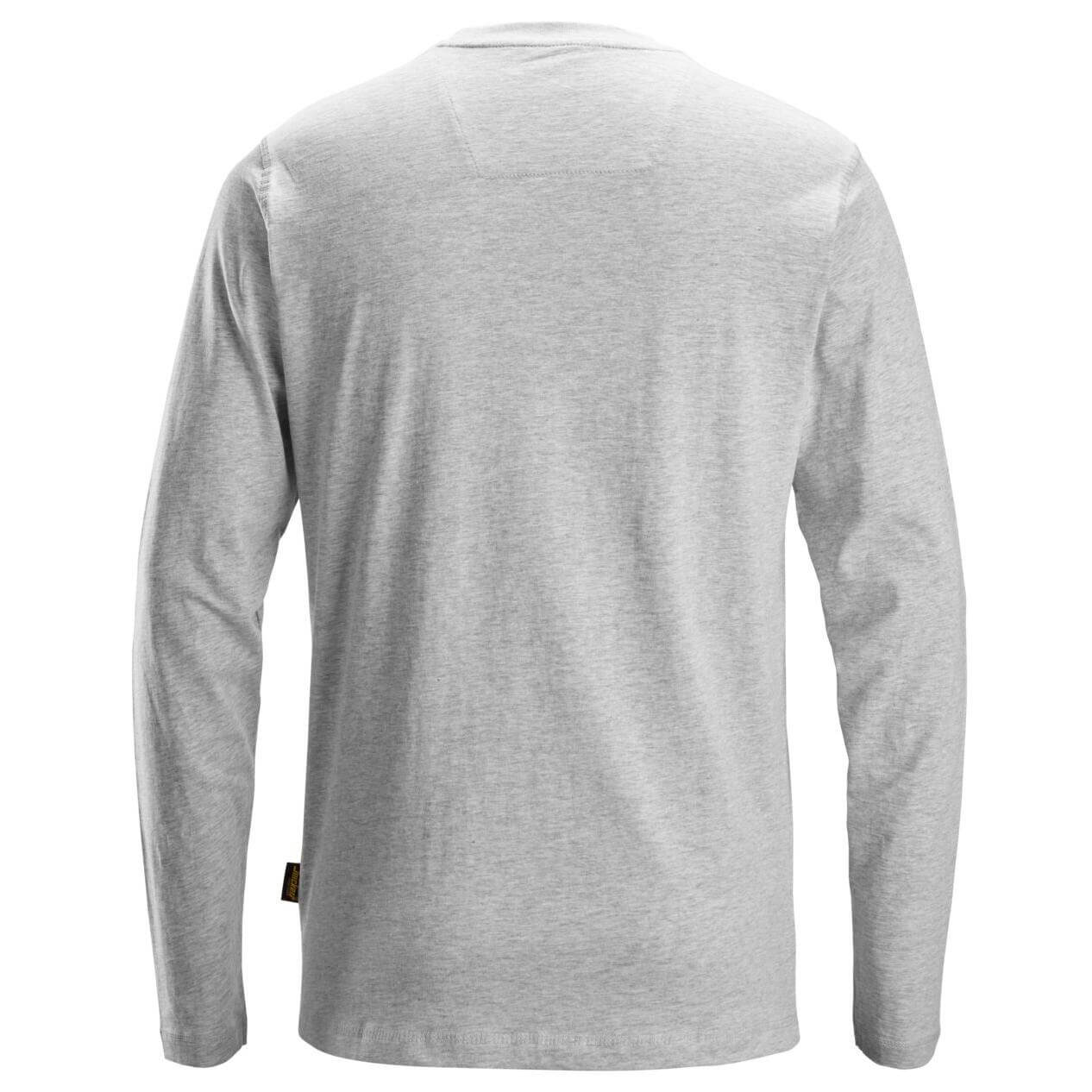 Snickers 2496 Long Sleeve T Shirt Grey Melange back #colour_grey-melange