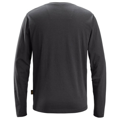 Snickers 2496 Long Sleeve T Shirt Steel Grey back #colour_steel-grey