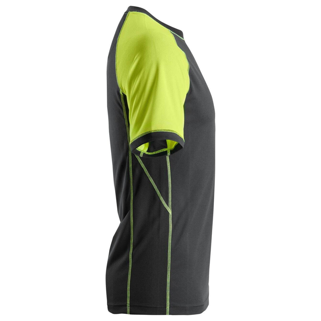 Snickers 2505 AllroundWork Neon Lightweight T shirt Black Neon Yellow right #colour_black-neon-yellow