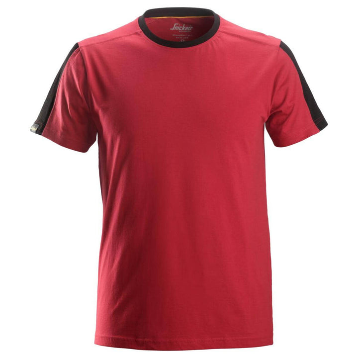 Snickers 2518 AllroundWork T Shirt Chili Red Black Main #colour_chili-red-black