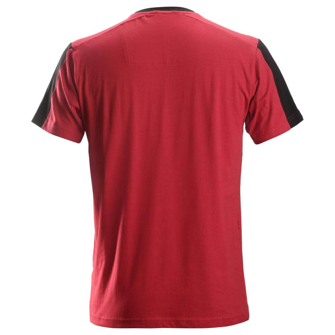 Snickers 2518 AllroundWork T Shirt Chili Red Black back #colour_chili-red-black