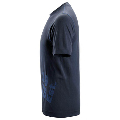 Snickers 2519 FlexiWork 37.5 Tech Short Sleeve T Shirt Navy left #colour_navy