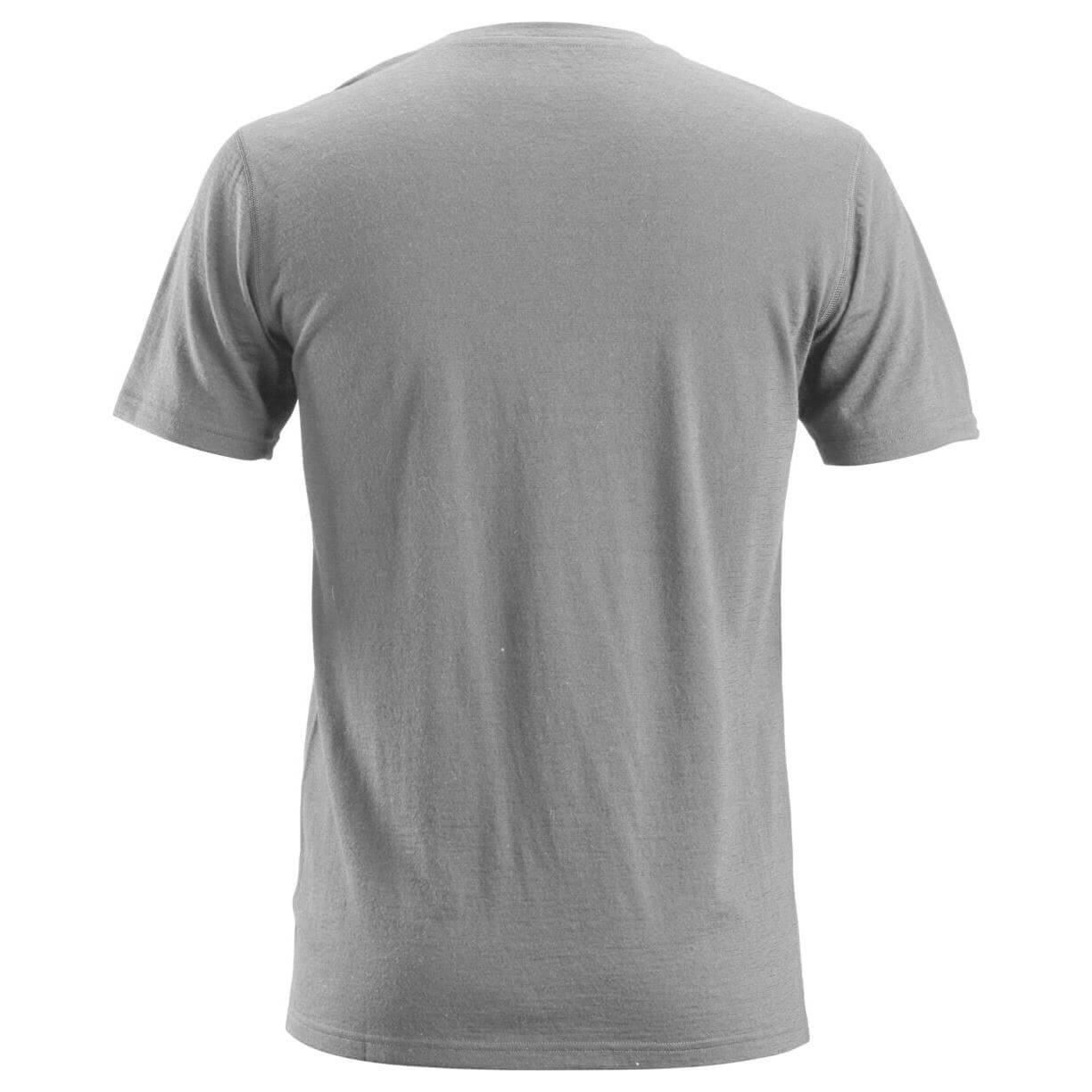 Snickers 2527 AllroundWork Wool T Shirt Grey Melange back #colour_grey-melange