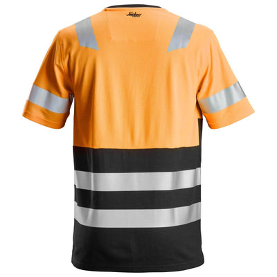 Snickers 2534 Hi Vis T Shirt Class 1 Hi Vis Orange Black back #colour_hi-vis-orange-black