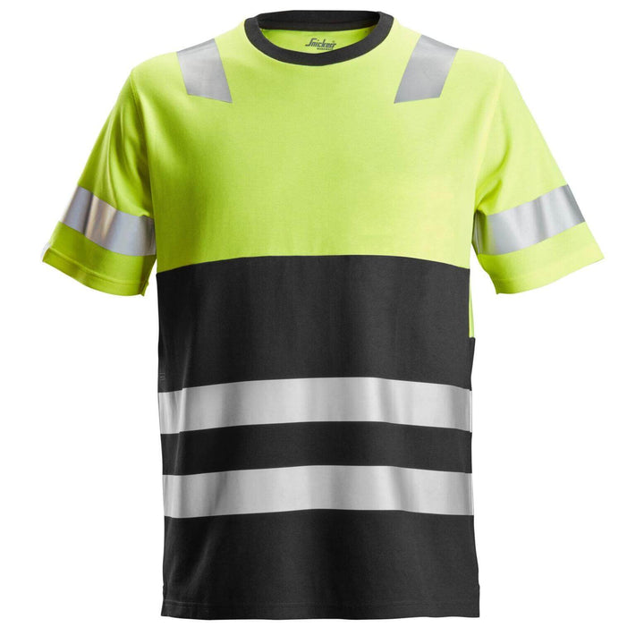 Snickers 2534 Hi Vis T Shirt Class 1 Hi Vis Yellow Black Main #colour_hi-vis-yellow-black