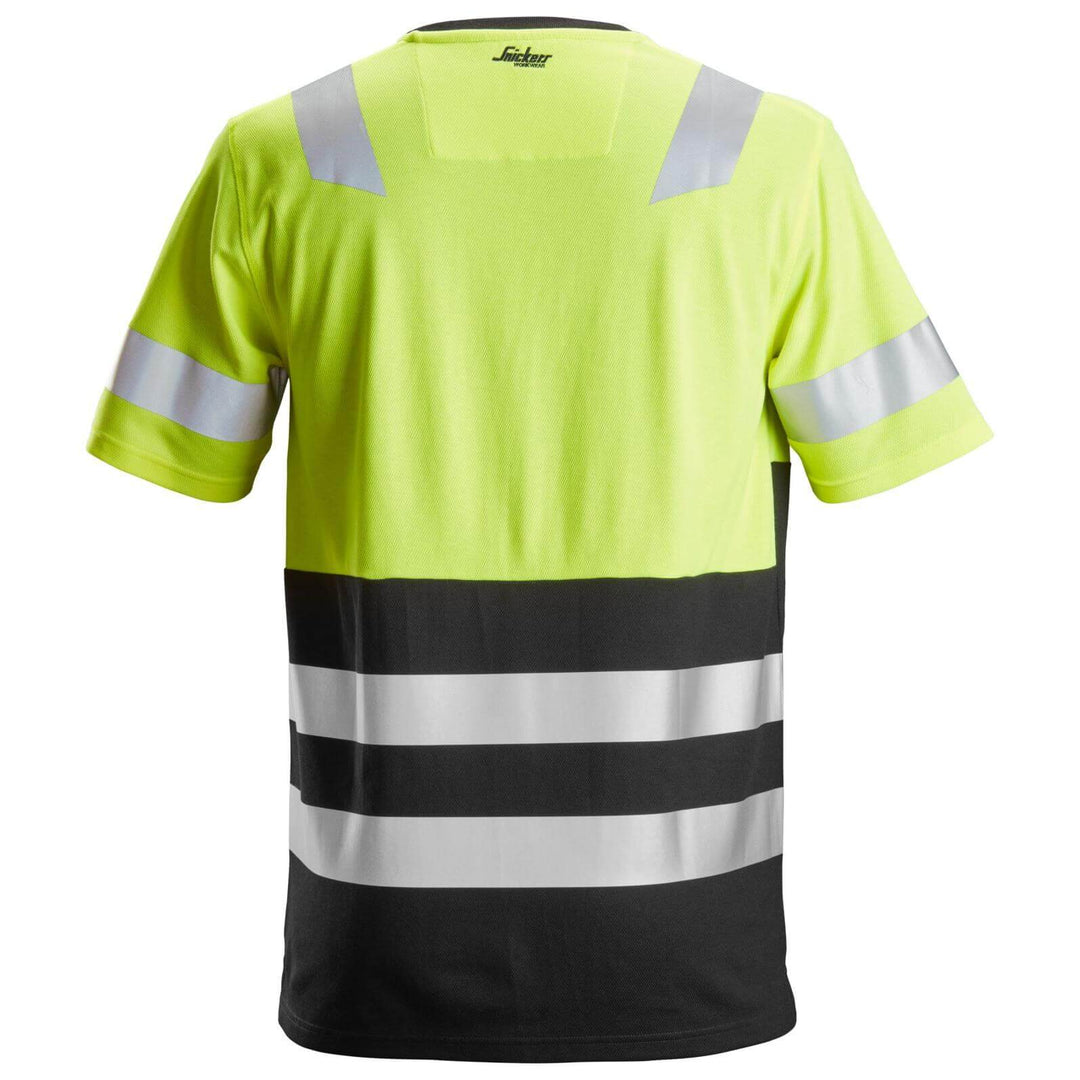 Snickers 2534 Hi Vis T Shirt Class 1 Hi Vis Yellow Black back #colour_hi-vis-yellow-black