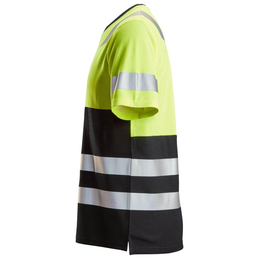 Snickers 2534 Hi Vis T Shirt Class 1 Hi Vis Yellow Black left #colour_hi-vis-yellow-black