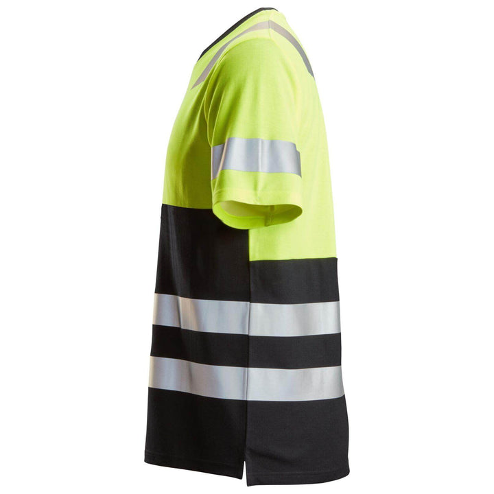 Snickers 2534 Hi Vis T Shirt Class 1 Hi Vis Yellow Black left #colour_hi-vis-yellow-black