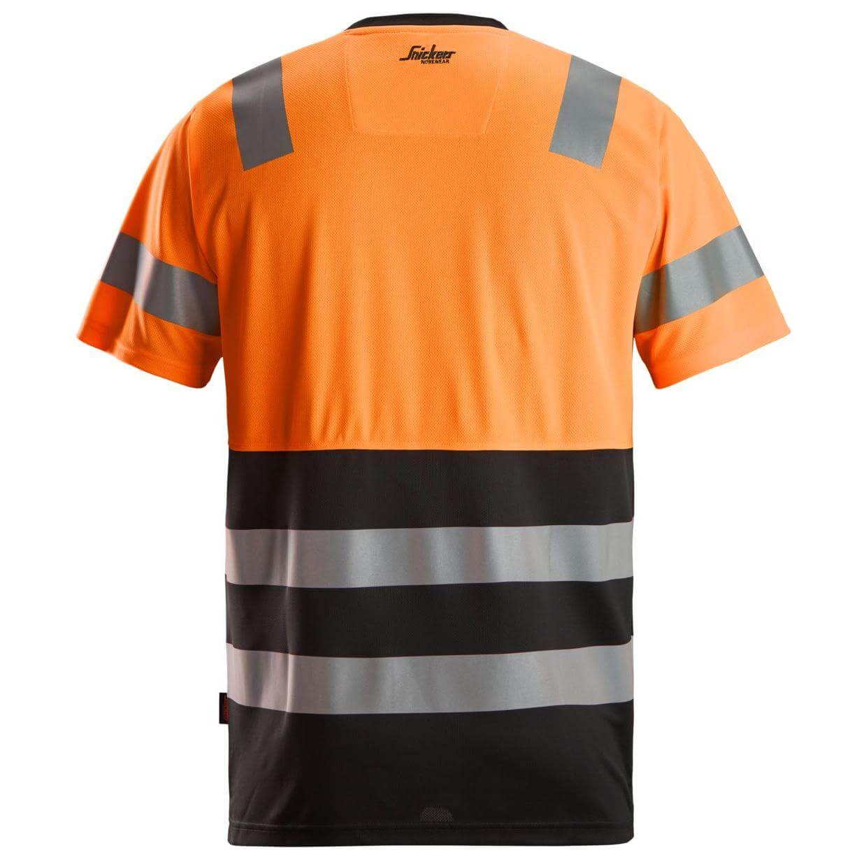 Snickers 2535 Hi Vis T Shirt Class 1 Black Hi Vis Orange back #colour_black-hi-vis-orange
